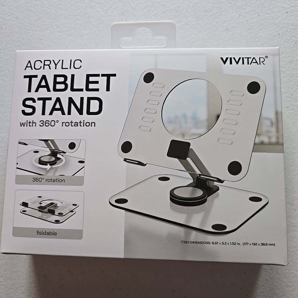 Acrylic Tablet Stand by Vivitar with 360 degree rotation New